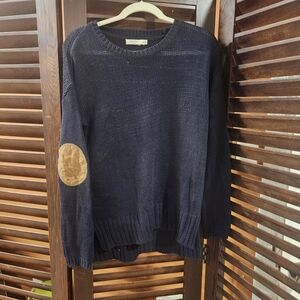 Harper Heritage Navy Sweater with Elbow Patches